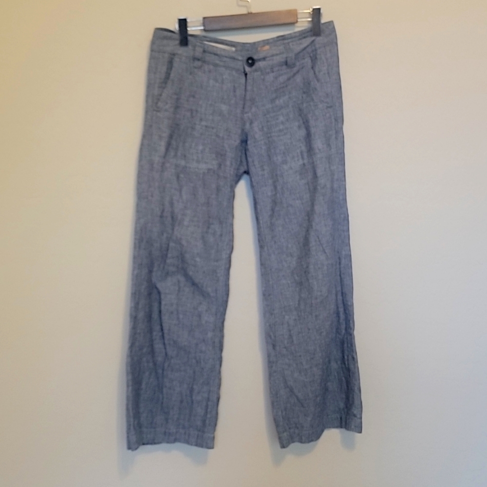Anthropologie Pilcro Chambray Blue Linen/Cotton Wide Leg Pants Size 4P
